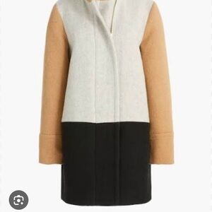 J. Crew Sleeveless Colorblock Pea Coat in Cream, Camel & Black